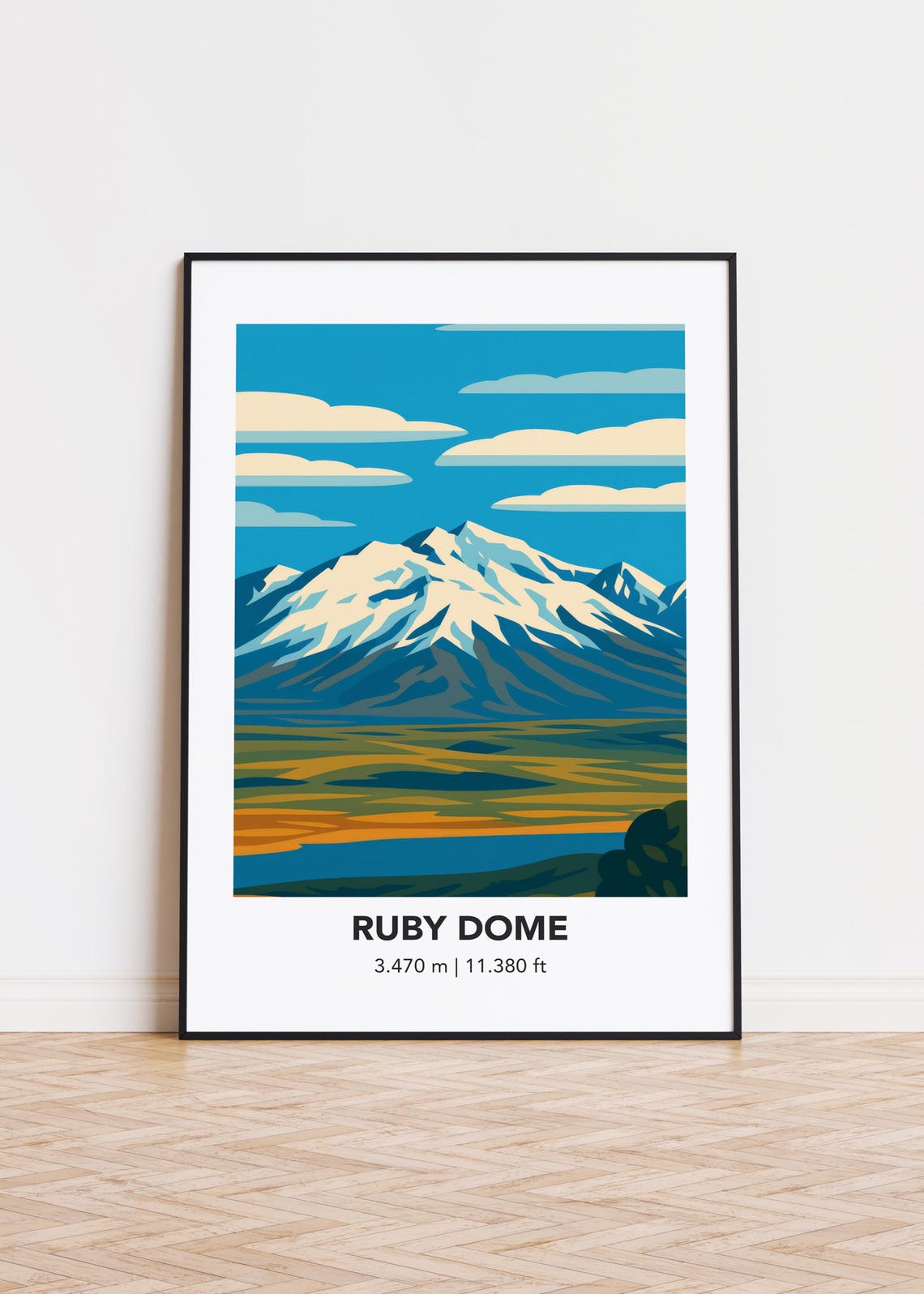 Ruby Dome Peak 3470m Minimalist Mountain Landscape Travel Art Print