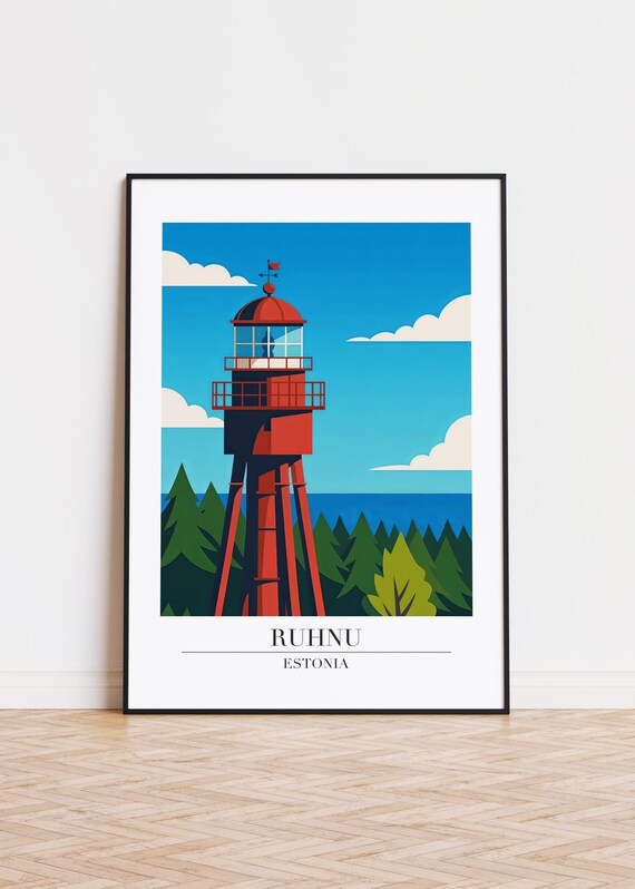 Ruhnu Estonia Poster Modern Travel Illustration Art