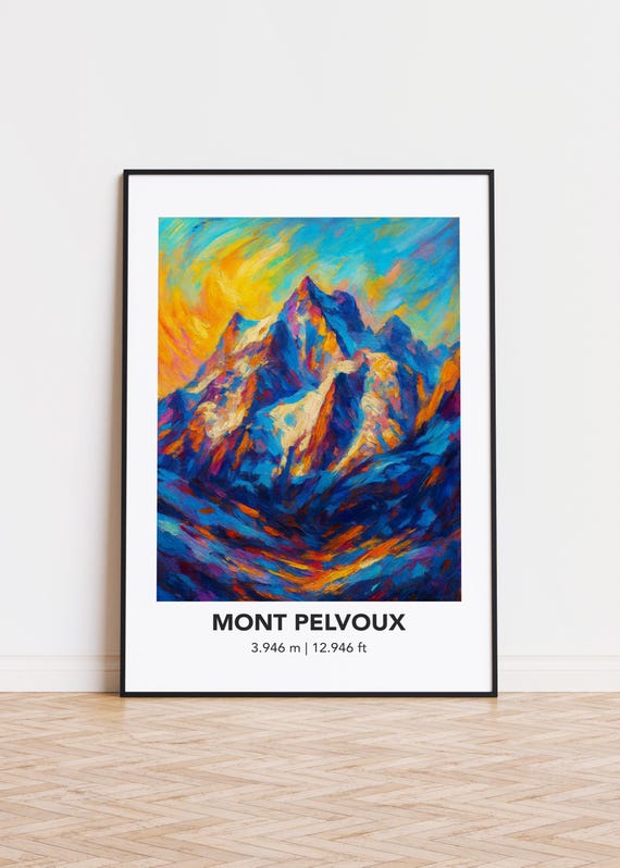 Mont Pelvoux Poster Mountain Print Modern Oil Painting Style Art