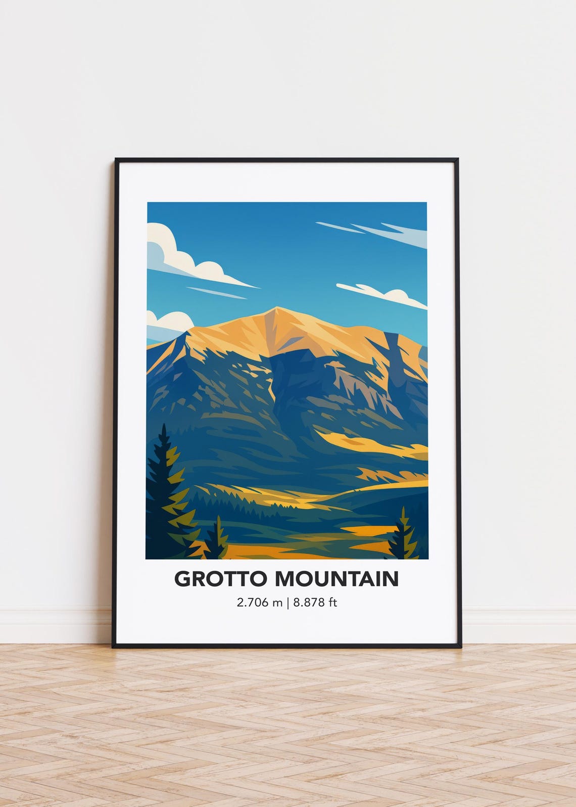 Grotto Mountain Print Modern Minimalist Art Poster