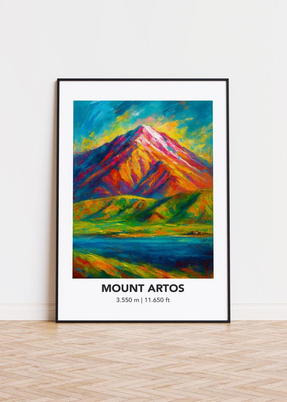 Mount Artos Mountain Poster Modern Oil Painting Style Print