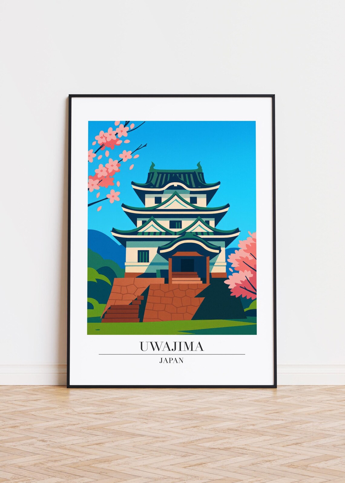 Uwajima Cityscape, Modern Minimalist Poster
