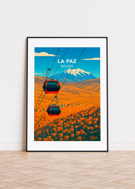 La Paz Bolivia Poster Modern City Illustration