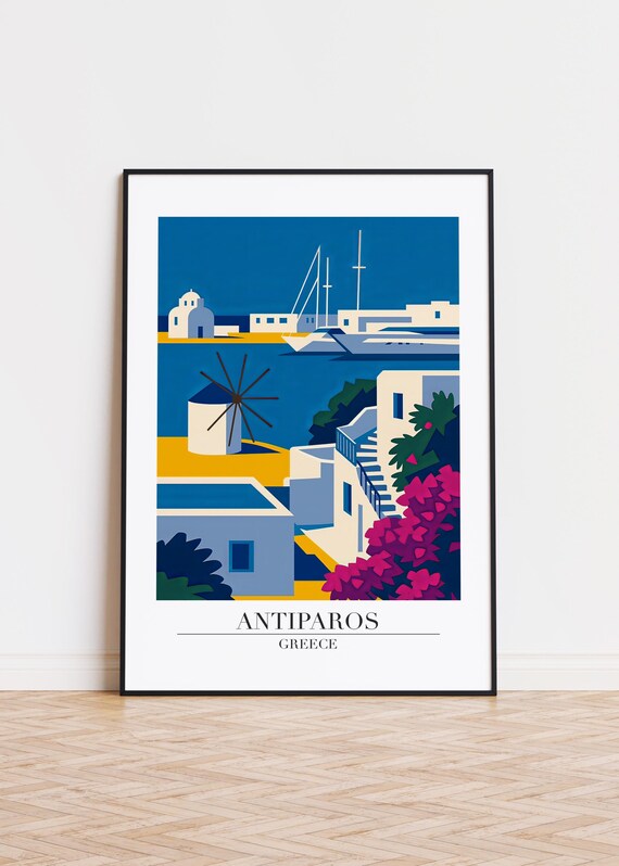 Antiparos Greece Poster Minimalist Travel Art Print