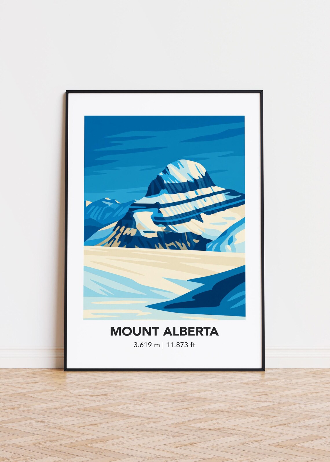 Mount Alberta Art Print, Mountain Illustration