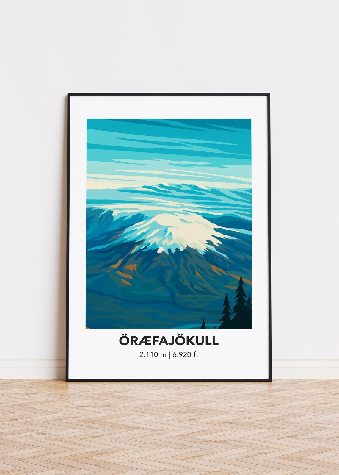 Rfajkull Mountain - Minimalist Scandinavian Poster