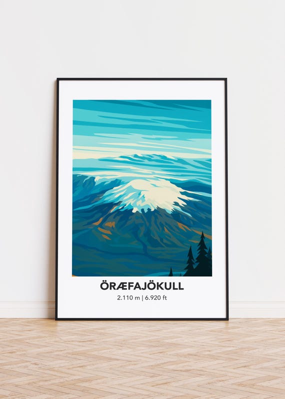 Rfajkull Mountain - Minimalist Scandinavian Poster