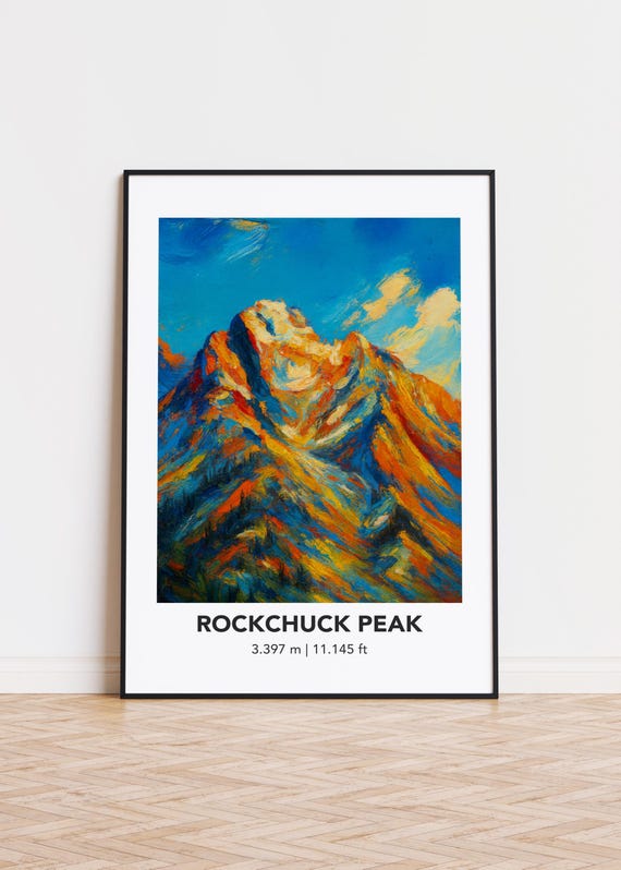 Rockchuck Peak Mountain Poster Modern Oil Painting Style Art Print