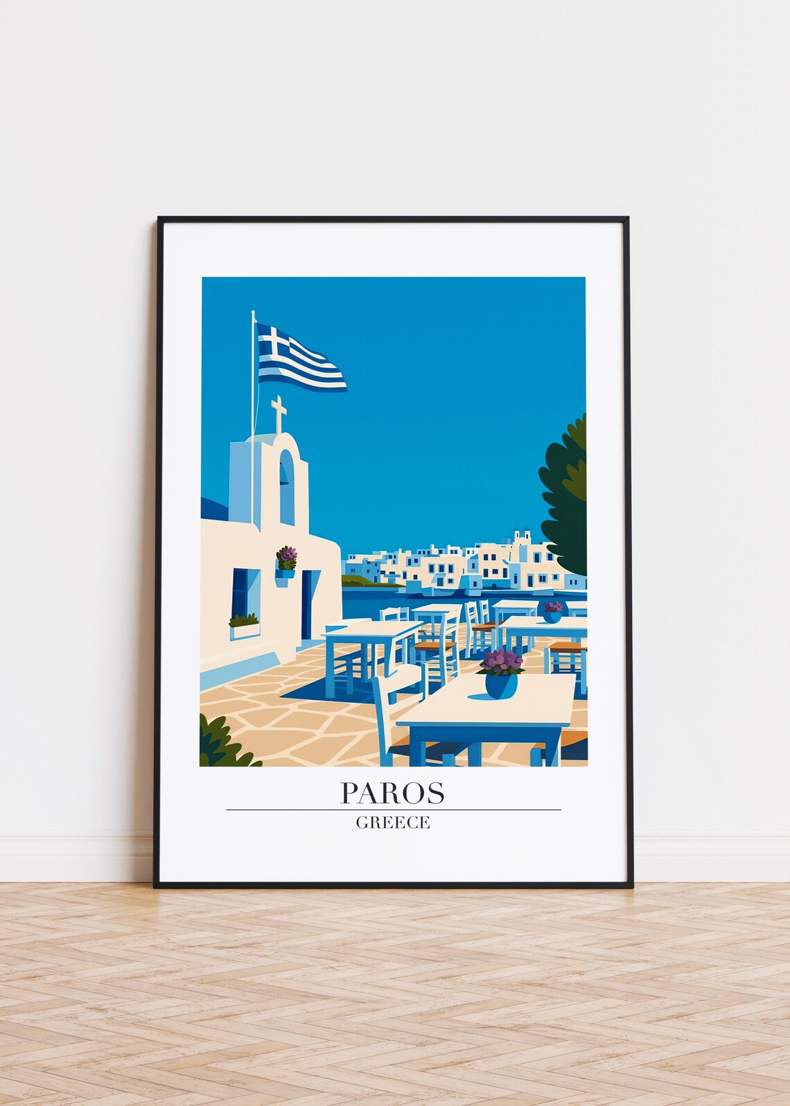Paros Greece Art Print Minimalist Travel Poster