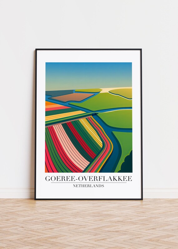 Goeree Overflakkee Netherlands Tulip Fields Colorful Travel Poster