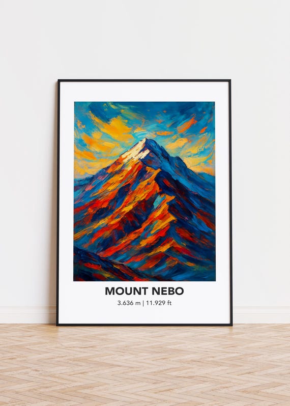 Mount Nebo Poster Mountain Print Modern Oil Painting Style Art