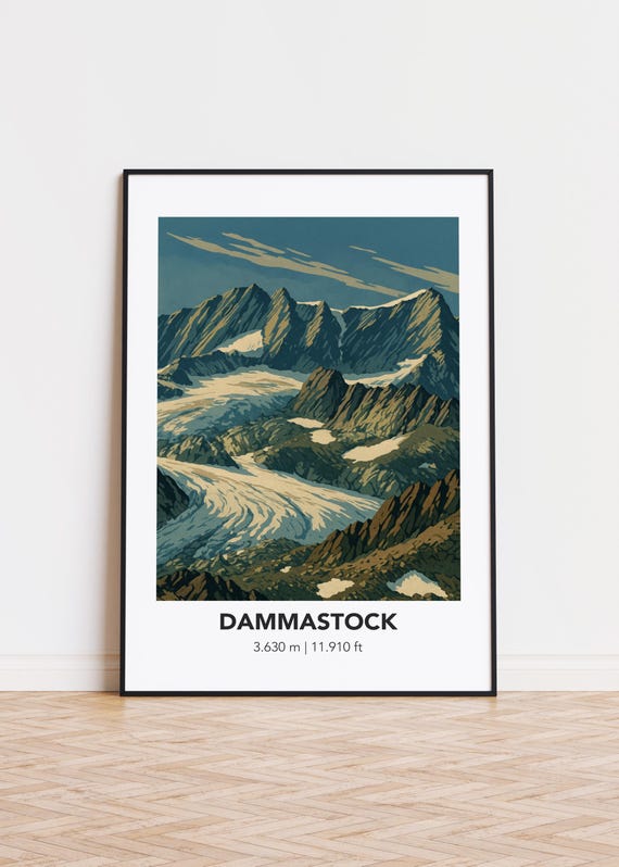 Dammastock Poster Mountain Illustration Nature Art