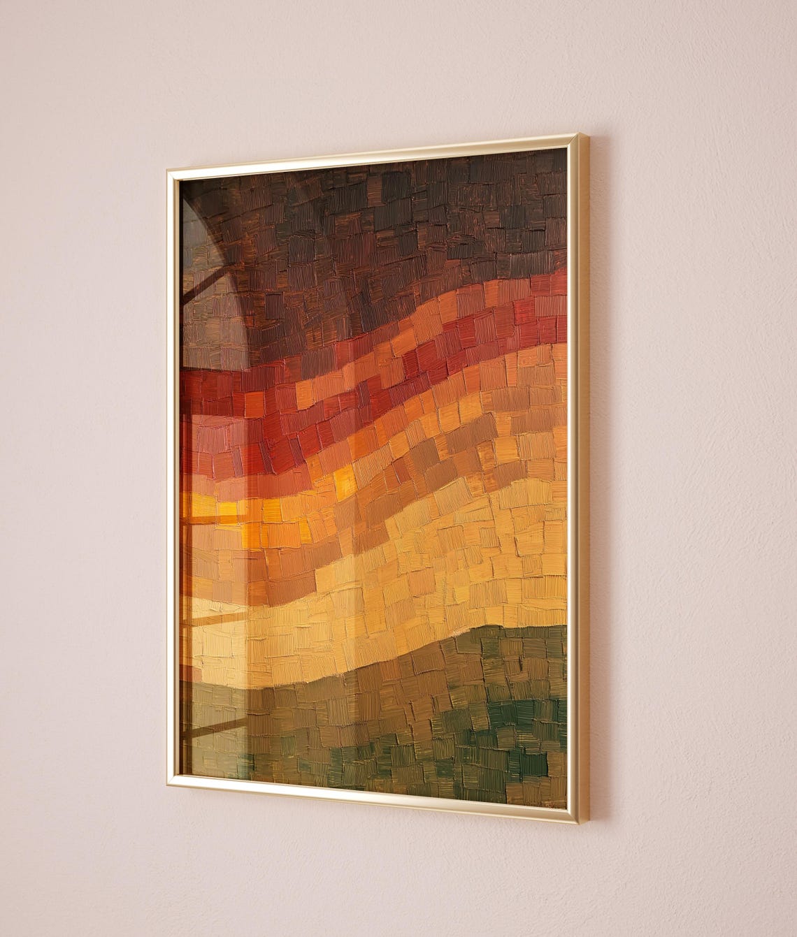 Sunset Gradient Mosaic Tile Abstract Earth Tone Landscape Poster - Image 2