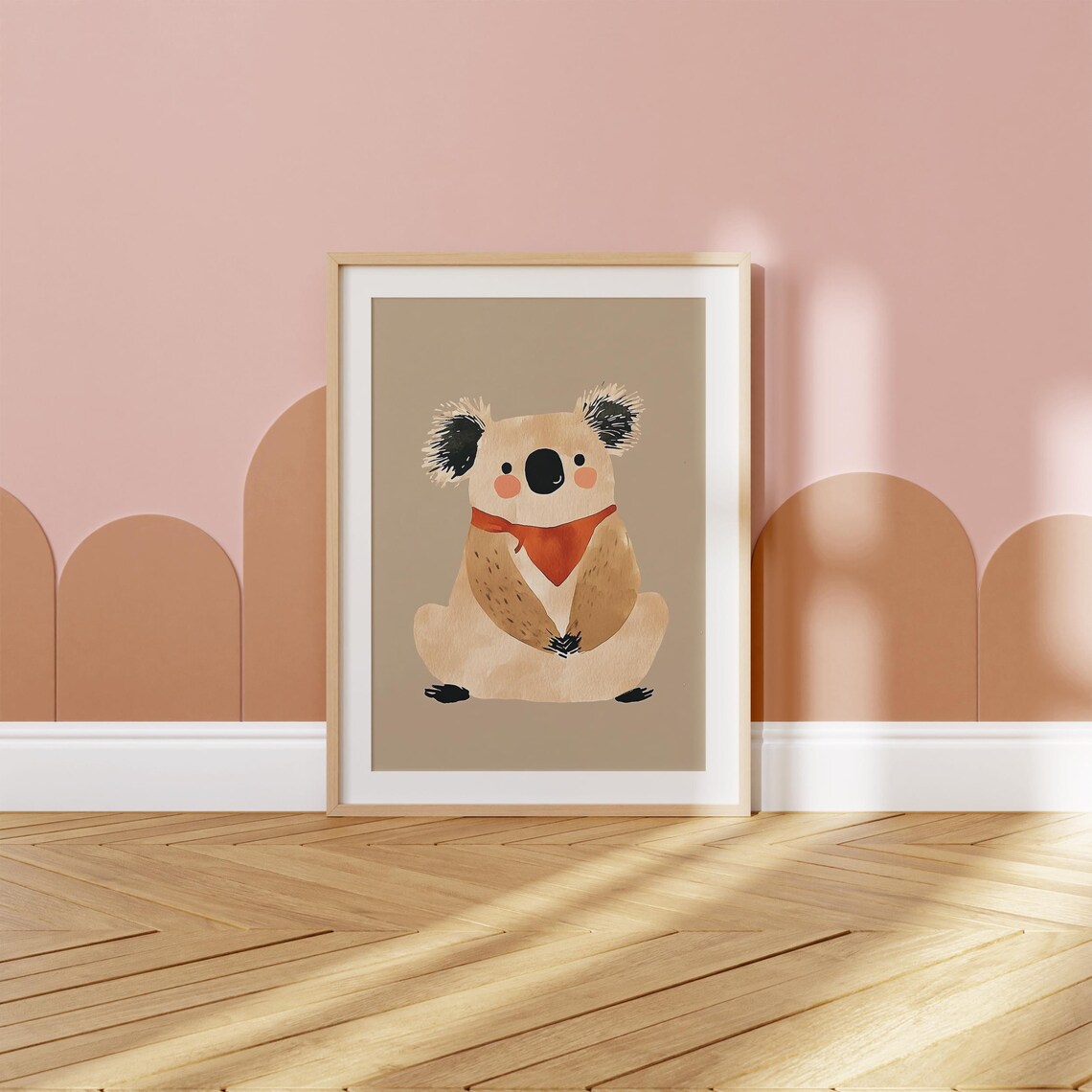 Cute Koala Orange Bandana Watercolor Australian Nursery Art Poster - Image 2