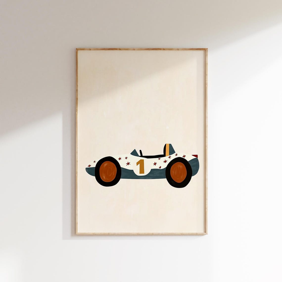 Race Car Wall Art Vintage Racing Print Boys Room Decor Playroom Print Eclectic Nursery