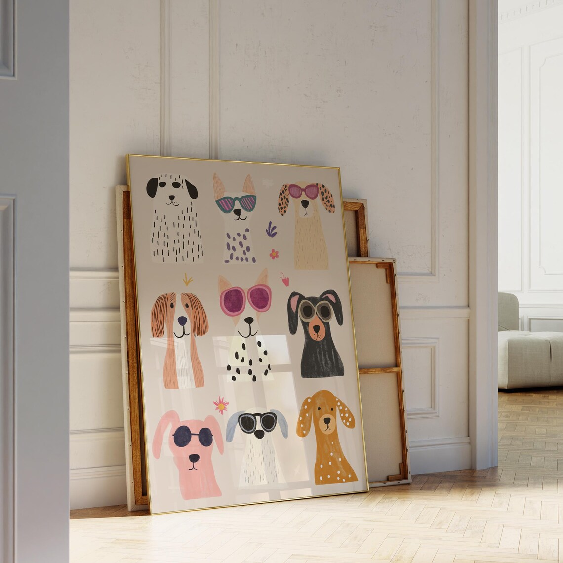 Minimalist Dog Wall Art Playful Puppy Illustration Kids Room Decor Nursery Animal Poster Fun Dog Lover Gift Colorful Dog Print - Image 3