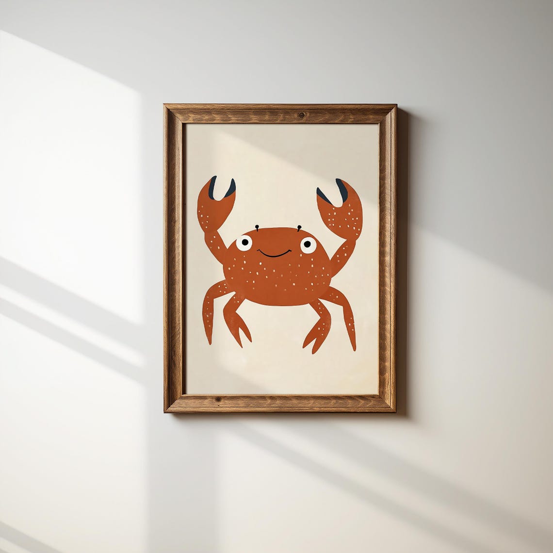 Smiling Crab Orange Beach Ocean Theme Modern Kids Nursery Poster - Image 2