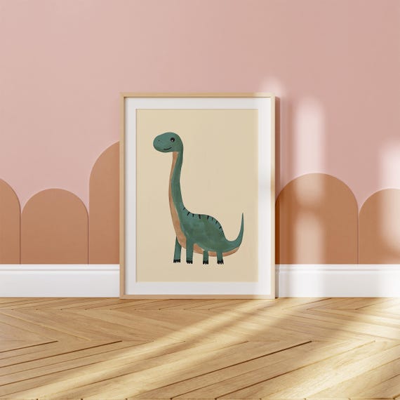 Green Sauropod Dinosaur Wall Art Boys Room Poster Playroom Decor Toddler Room Nursery Wall Art Cute Dinosaur Poster