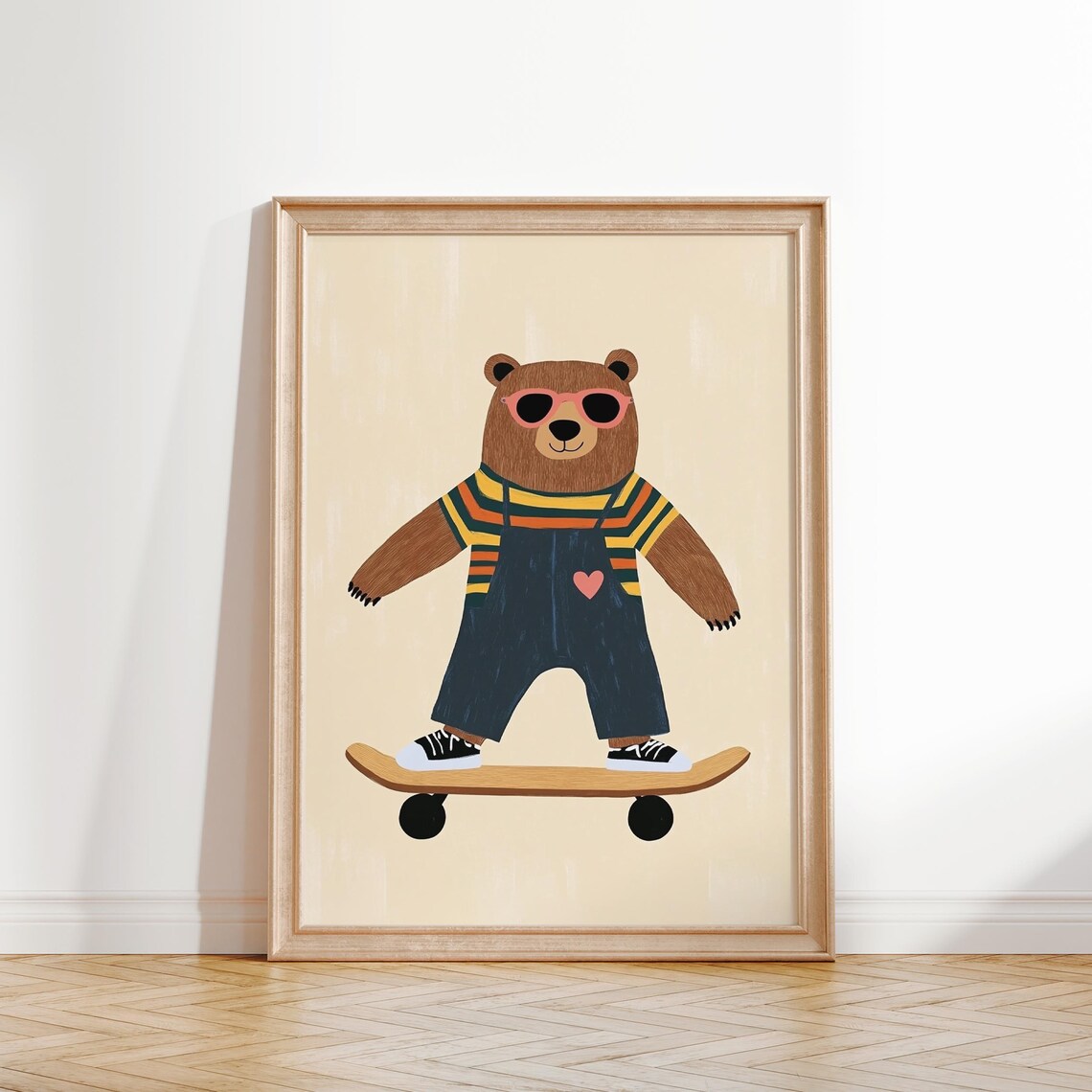 Cool Overalls Bear, Modern Nursery Decor - Image 2