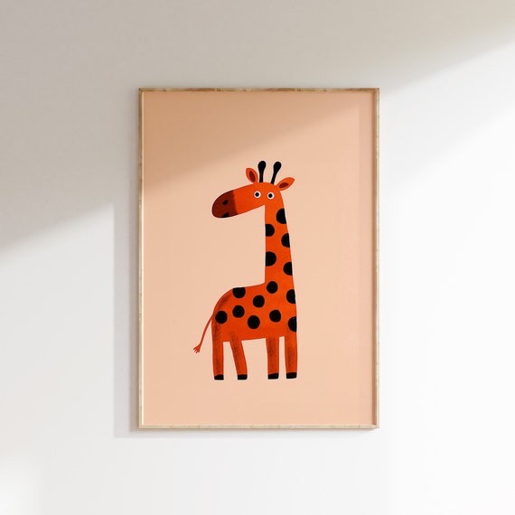 Eclectic Giraffe Art Nursery Animal Illustration Colorful Giraffe Wall Art Print Playful Jungle Decor Kids Room Decor