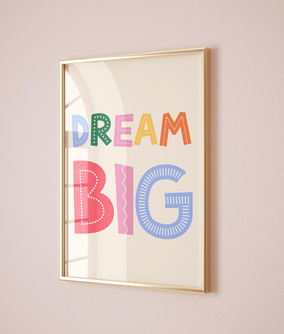 Dream Big Playful Dotted Lettering Cheerful Kids Room Nursery Poster