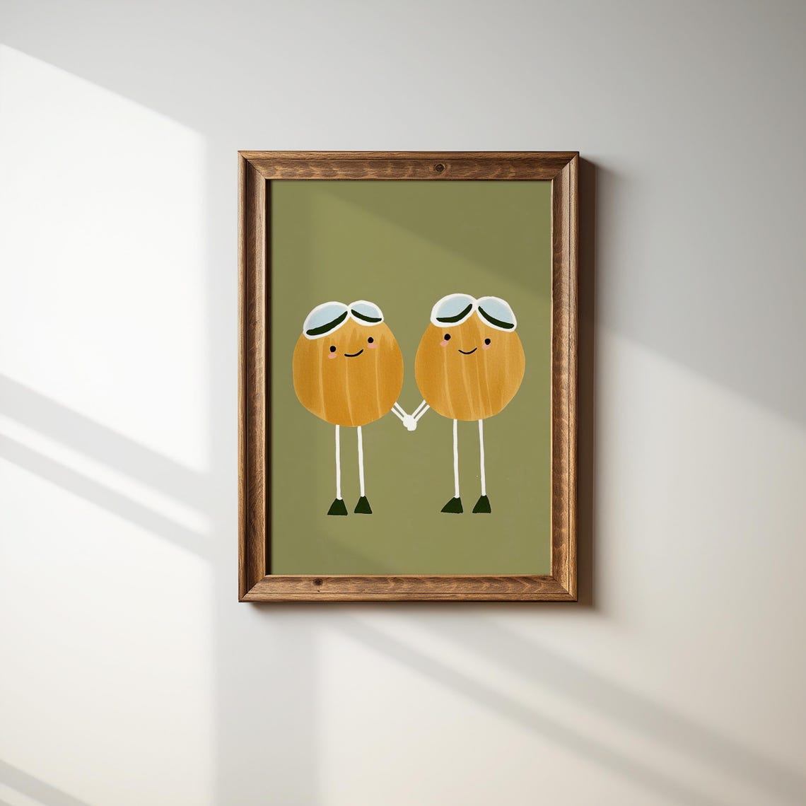 Cute Egg Characters Aviator Goggles Holding Hands Nursery Poster - Image 2
