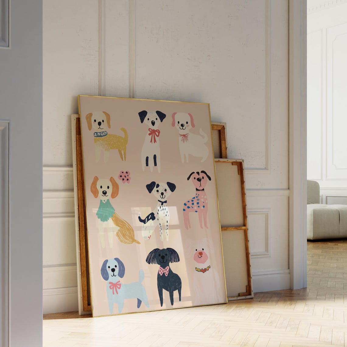 Colorful Dog Wall Art Playful Puppy Illustration Nursery Animal Poster Cute Dog Print Kids Room Decor Pet Lover Gift Modern Dog Art - Image 3