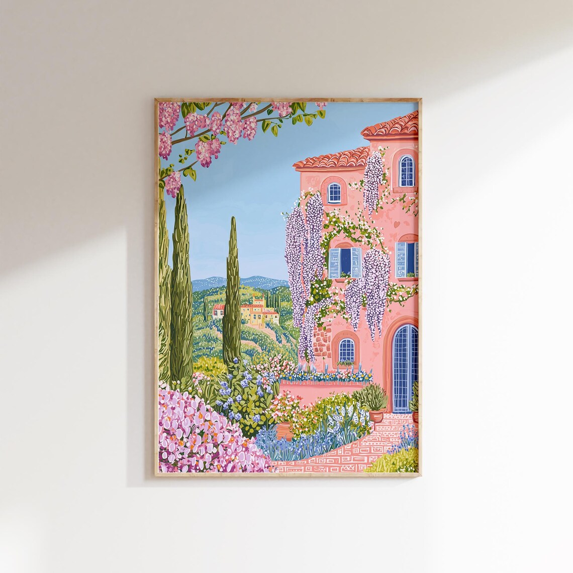Tuscan Villa Wisteria Cypress Garden Blooming Spring Summer Poster - Image 2