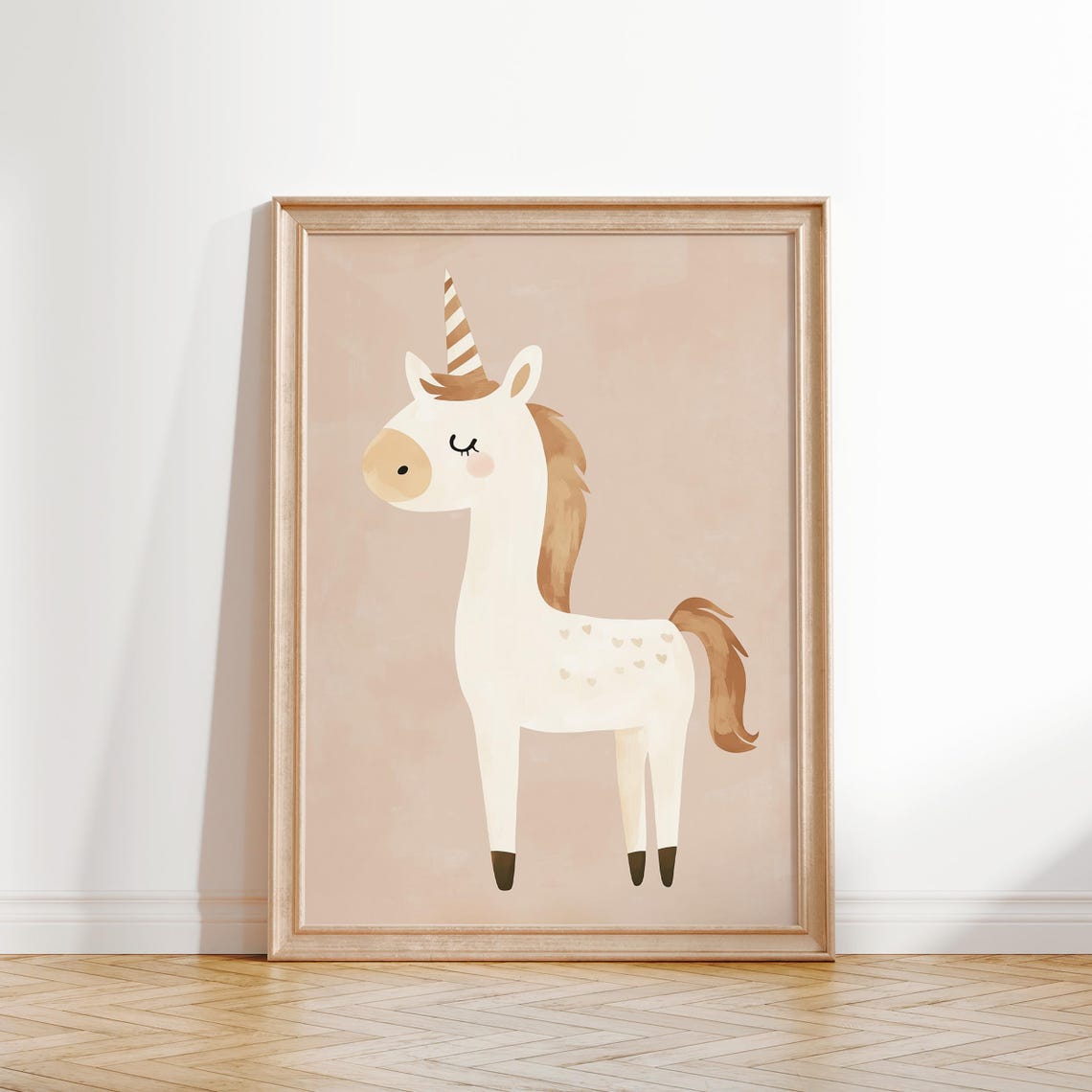 Adorable Unicorn Wall Art Nursery Print Girls Room Decor Magical Animal Poster Pink Pastel Kids Room Unicorn Themed Art