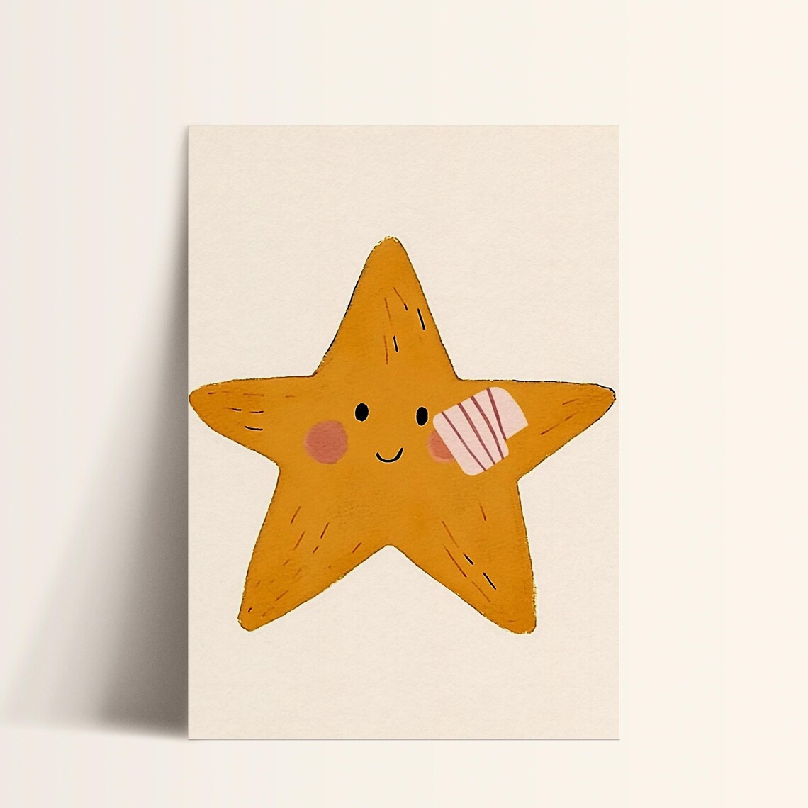 Cute Smiling Star Sea Beach Theme Modern Nursery Kids Art Poster - Image 3