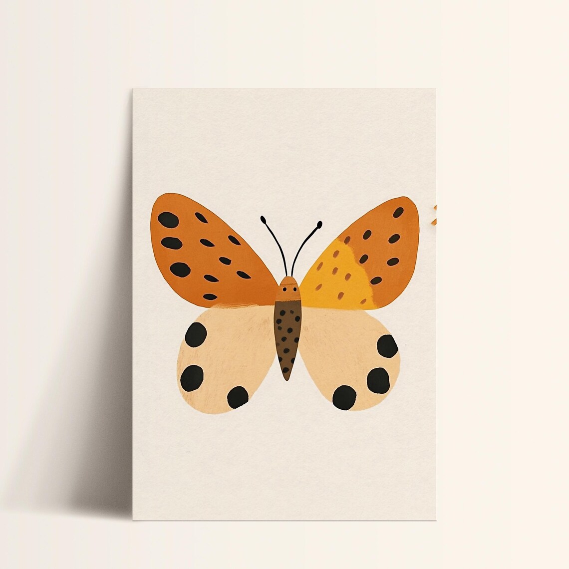 Spotted Butterfly Orange Cream Modern Nursery Kids Room Art Poster - Image 4