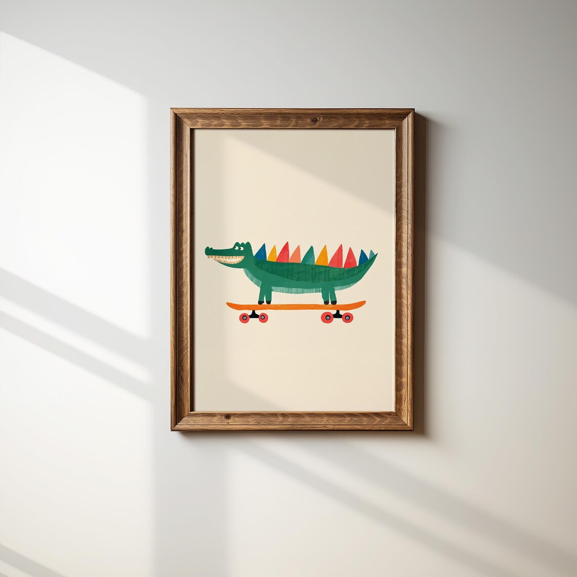 Happy Crocodile Rainbow Spikes Skateboard Fun Kids Animal Poster - Image 2