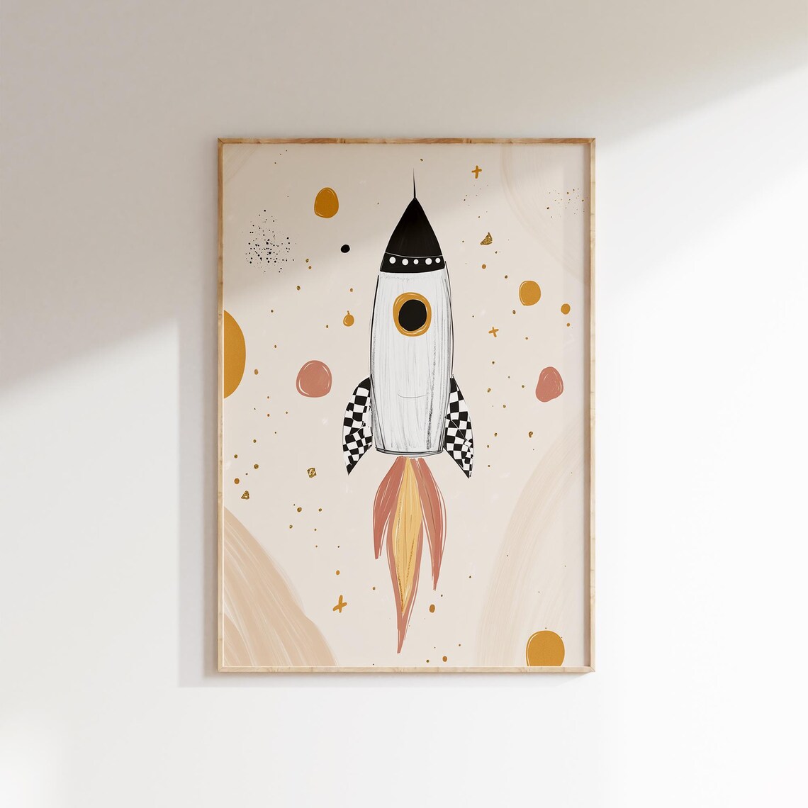 Space Rocket Art Print, Outer Space Nursery Decor
