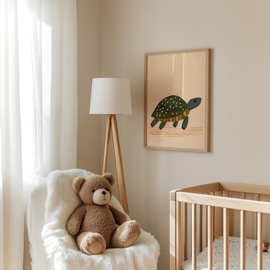 Cute Spotted Turtle Boho Neutral Modern Nursery Kids Art Poster - Image 4