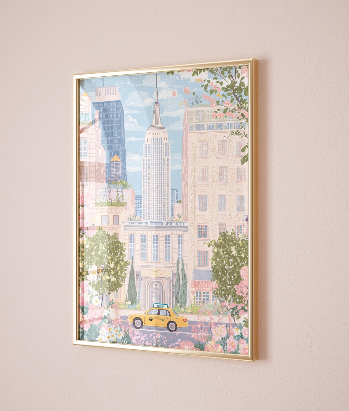 New York City Empire State Building Yellow Taxi Spring Poster - Image 3