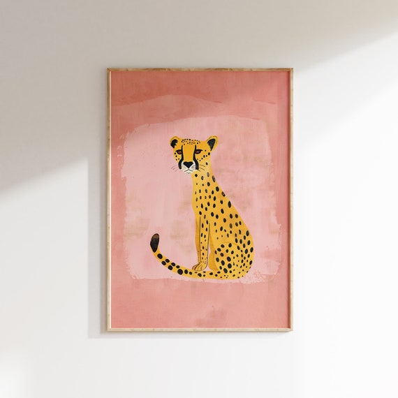 Pink Girls Wall Decor Cheetah Print Trendy Wall Art Eclectic Animal Print Colorful Maximalist Wall Art Girly Print
