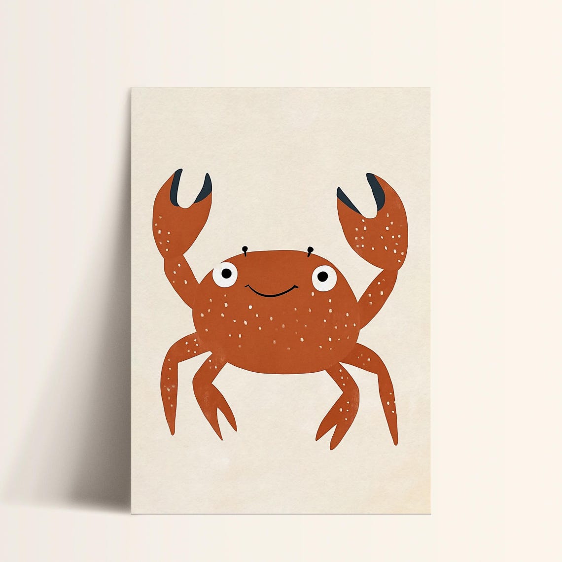 Smiling Crab Orange Beach Ocean Theme Modern Kids Nursery Poster - Image 5