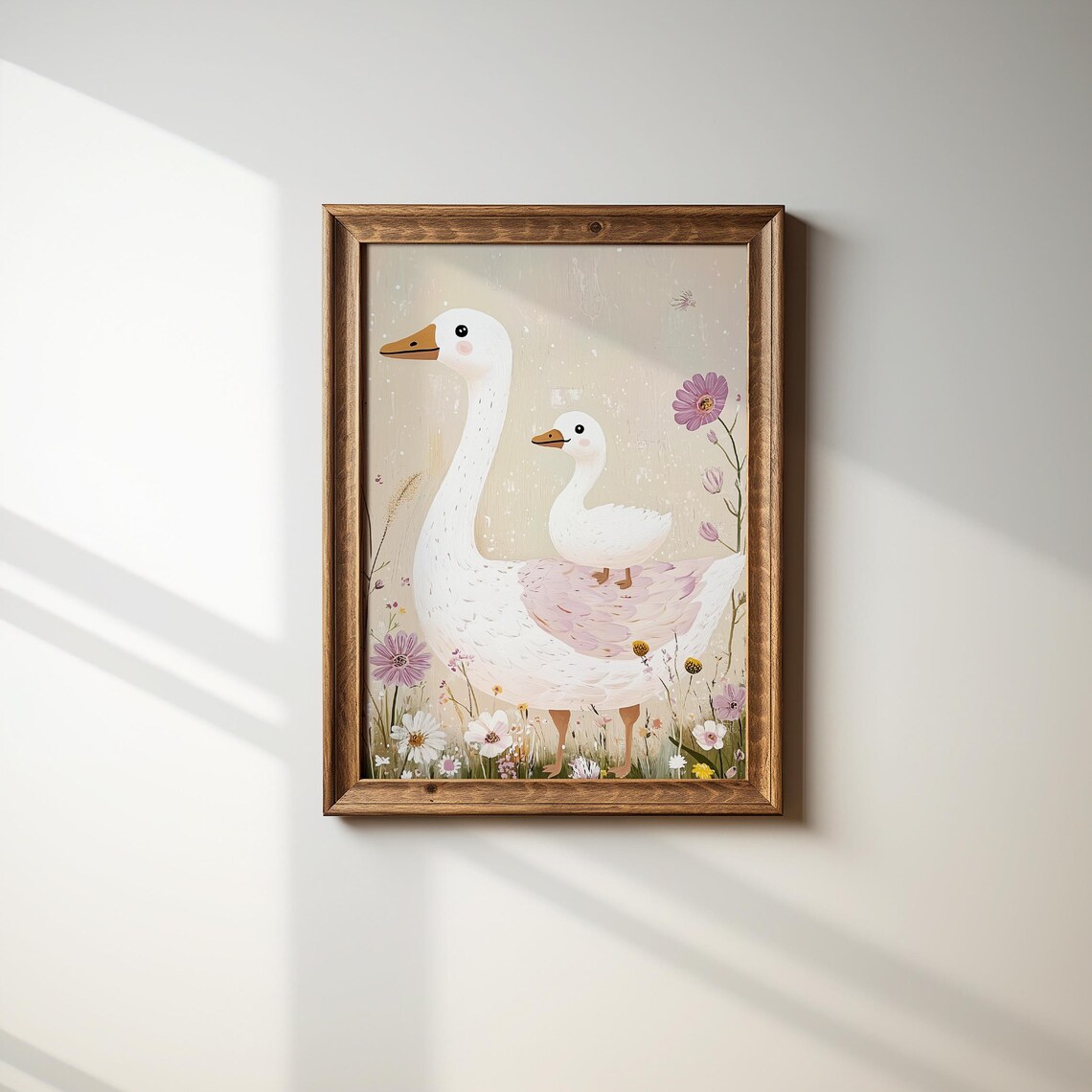 Mother Goose And Gosling In Wildflower Meadow Nursery Poster - Image 2