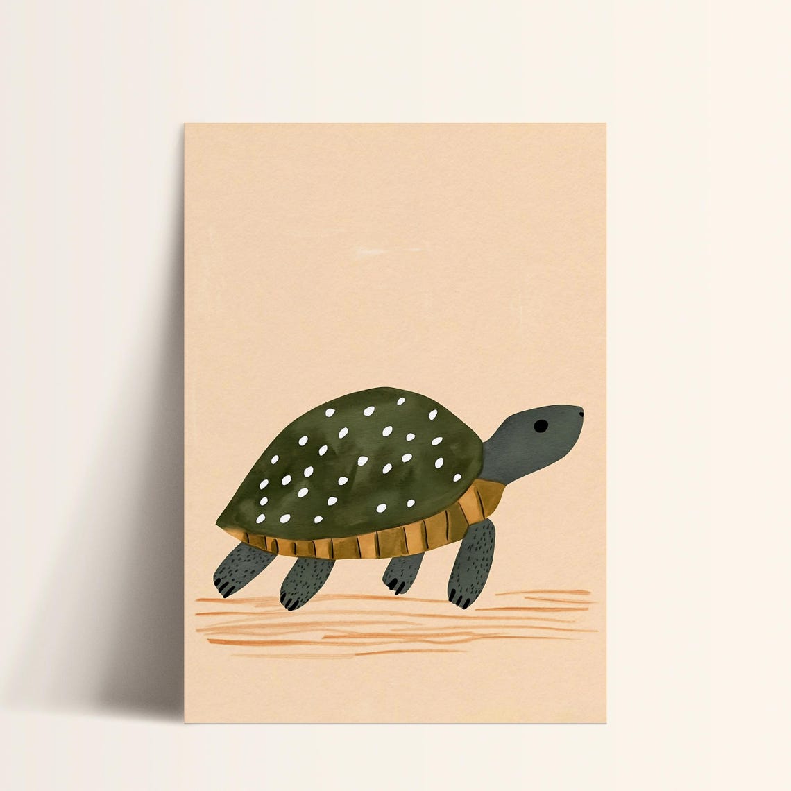 Cute Spotted Turtle Boho Neutral Modern Nursery Kids Art Poster