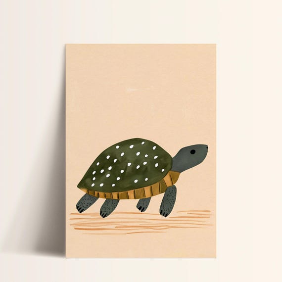 Sweet Turtle Print Modern Nursery Art Kids Room Decor Animal Wall Art Minimal Style