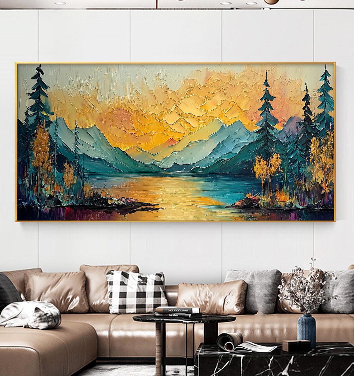 Abstract Mountain Forest Scenery Art Print, Modern Decor