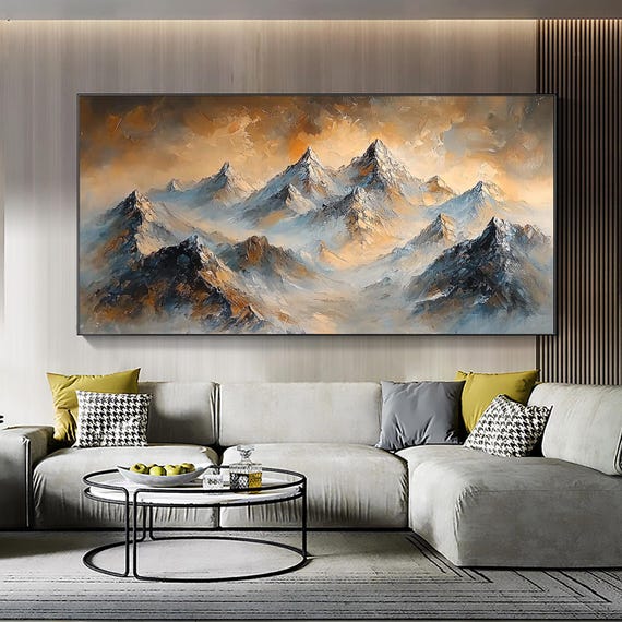 Large Abstract Hand Paint 3d Beige Mountains Oil Painting Original Textured Mountain Painting Custom Modern Living Room Wall Art Gift