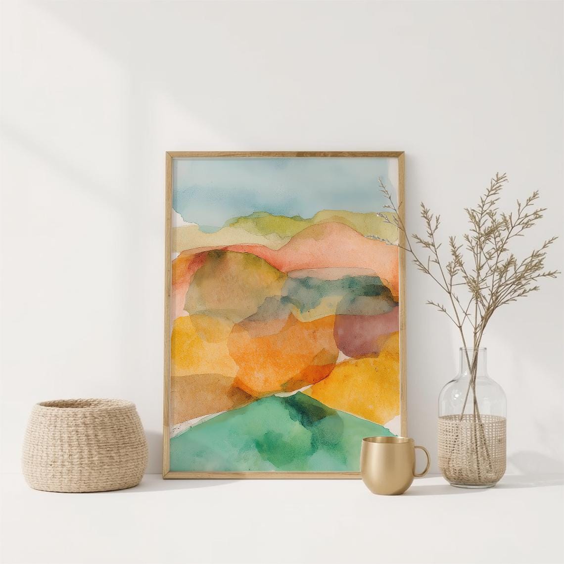 Watercolor Mountain Landscape Print Abstract Minimalist Art
