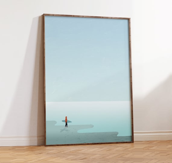 Surf Poster Surfer Print Ocean Wall Art Beach Decor Surf Gift Minimalist Poster