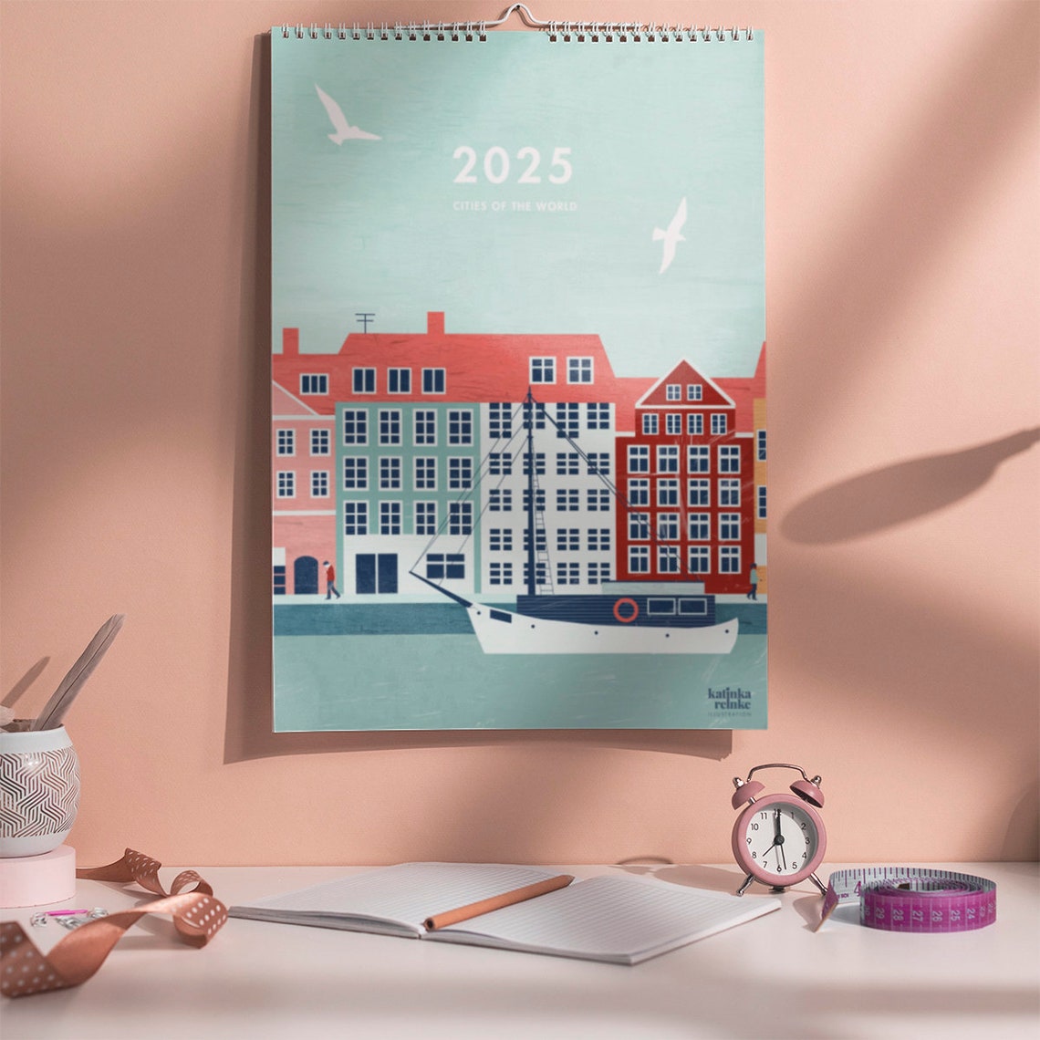 2025 Cities of the World Copenhagen Art Print Spiral Calendar