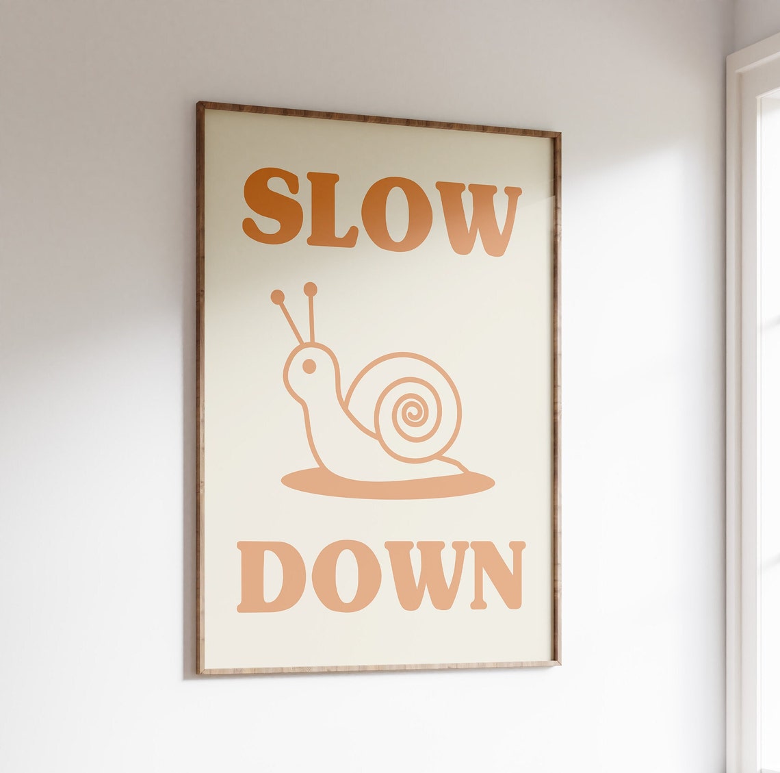 Slow Down Cute Snail Retro Typography Fun Inspirational Quote Poster