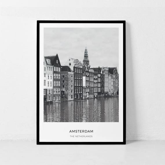 Amsterdam Travel Poster, Netherlands City Coordinates