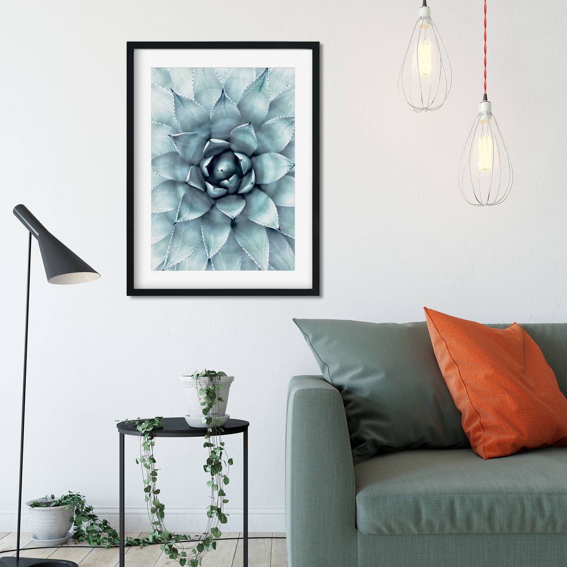 Blue Agave Succulent Top Down Botanical Photography Art Poster - Image 3