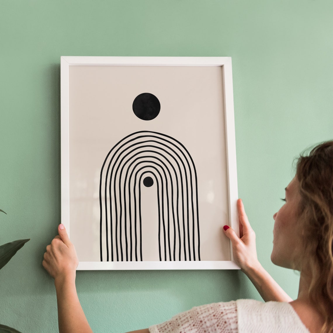 Black Rainbow Arches Minimalist Sun Abstract Boho Neutral Poster - Image 3