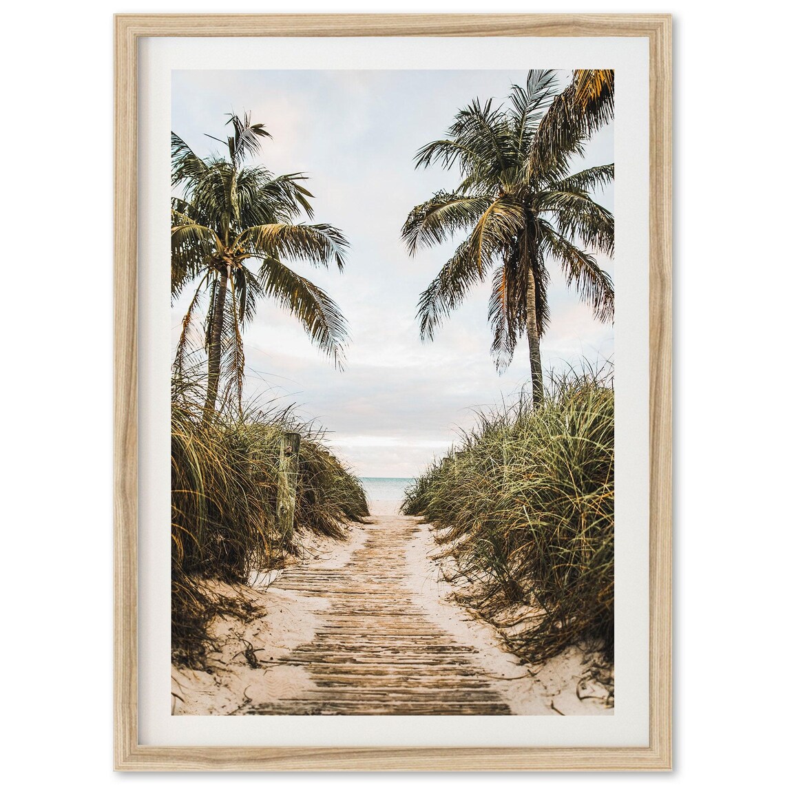 Palm Trees Beach Art Print, Florida Coastal Decor